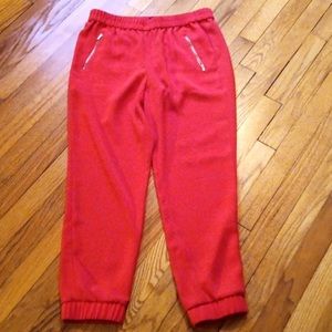 Red J. Crew jogger style dress pants
